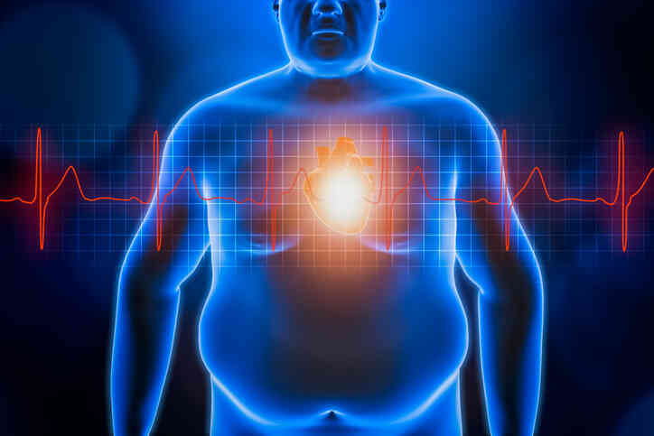 Grafika otyłego mężczyzny i serca